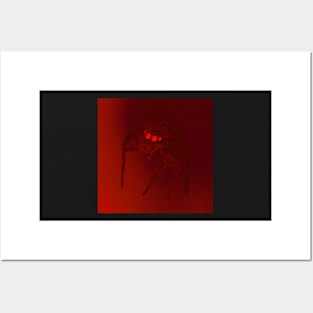 Jumping Spider Drawing V13 (Red 1) Posters and Art